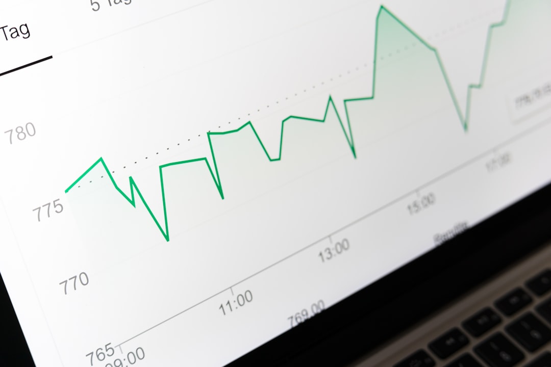 Equities market data and stock chart on a computer
